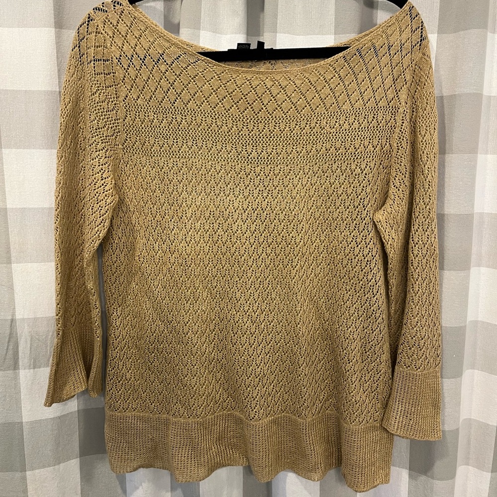 Ralph Lauren Beige Knit Scoop Neck Sweater